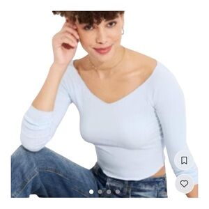 5/$20 Wild Fable Women's Light Blue V Neck Long Sleeve Top XXL